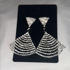 Charming Charlie Silver Crystal Earrings